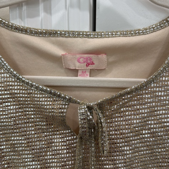 Gianni Bini Girls Metallic Gold Party Holiday Wedding Dress, size Medium - Picture 5 of 10